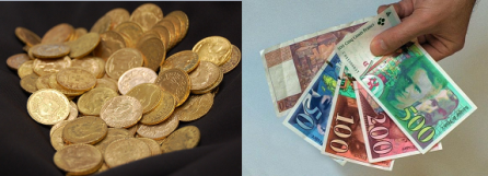 Monnaie en or : valeur réelle / Billet de banque : valeur virtuelle